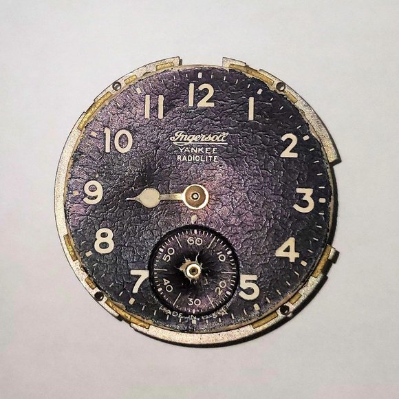 4 Vintage Pocket Watch Faces/Dials Porcelain Brass Movement Part Gears Steampunk - Picture 5 of 10